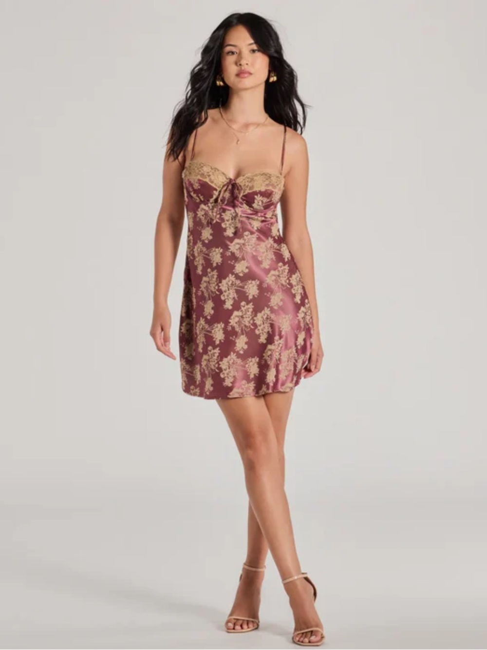 Windsor Tied to You Dusty Rose Satin Floral Lace Trim Slip